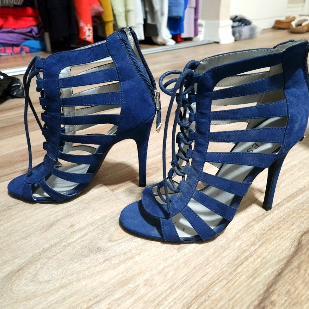 GUESS Blue Lace Up Gladiator Heels